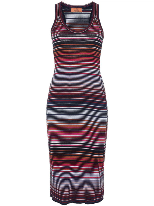 Stripe-Pattern Knitted Dress