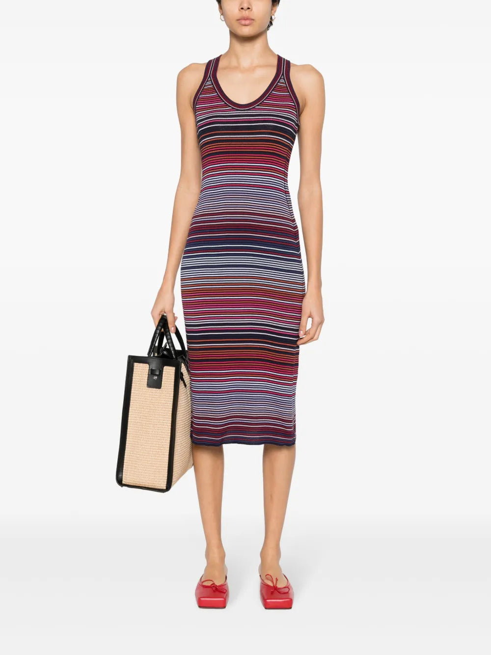 Stripe-Pattern Knitted Dress
