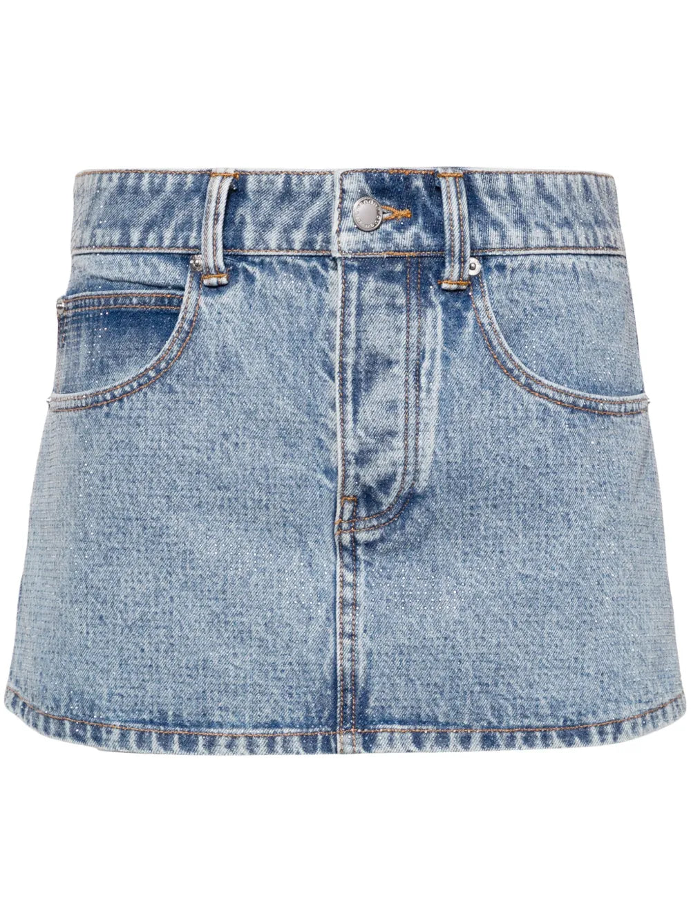 Crystal-Embellished Denim Mini Skirt