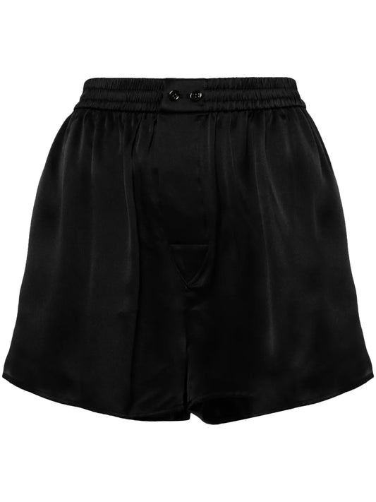 Tulle-Panel Silk Shorts