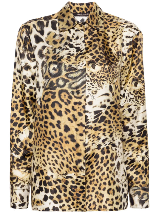 Leopard-Print Silk Shirt