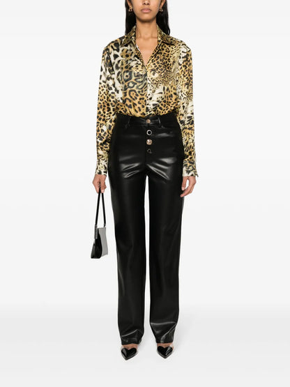 Leopard-Print Silk Shirt