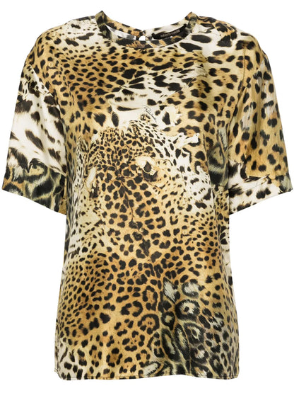 Leopard-Print Silk Blouse
