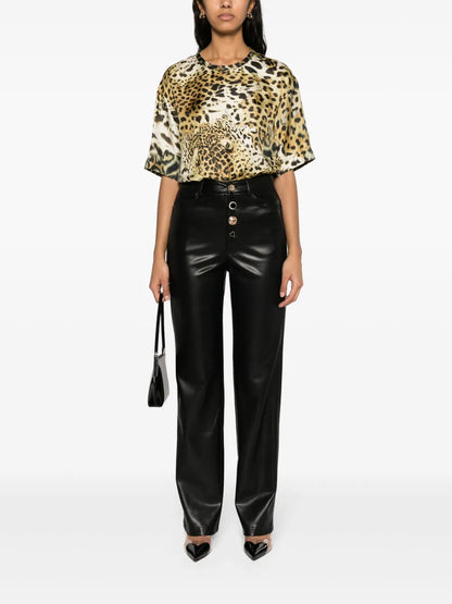 Leopard-Print Silk Blouse