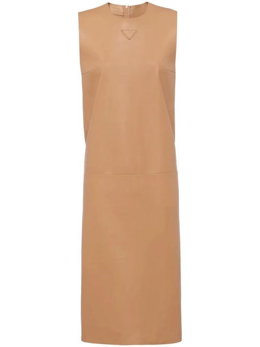 Triangle-Logo Leather Shift Dress