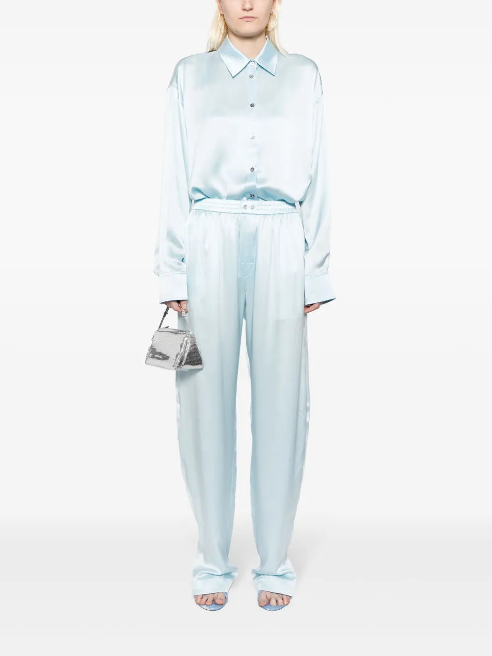 Tulle-Panel Silk Shirt