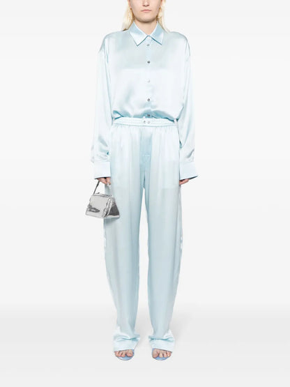 Tulle-Panel Silk Shirt