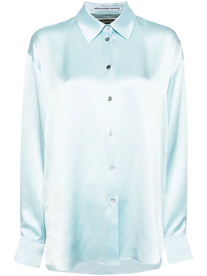 Tulle-Panel Silk Shirt