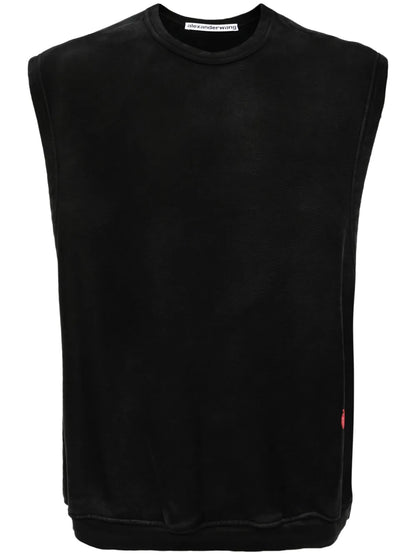 Logo-Print Sleeveless Cotton Jumper