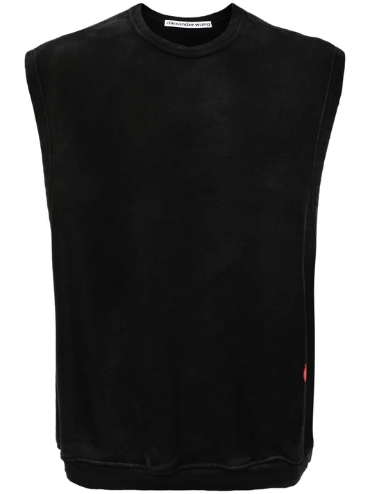 Logo-Print Sleeveless Cotton Jumper