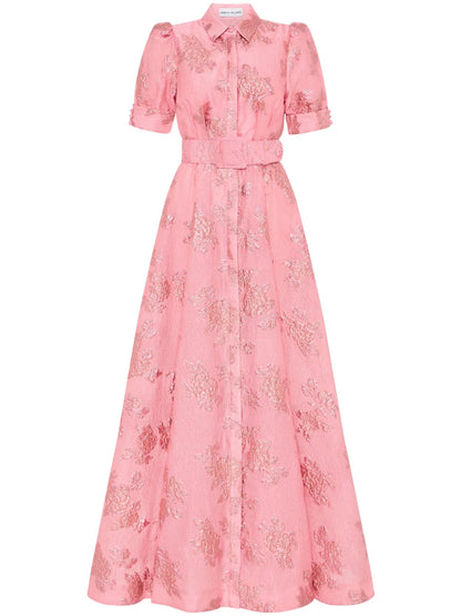 Annette Floral-Brocade Gown