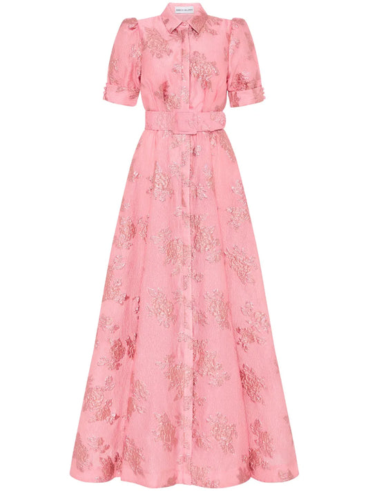 Annette Floral-Brocade Gown