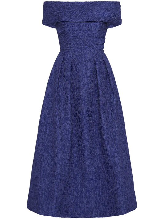 Helene Textured Off-Shoulder Midi Dress