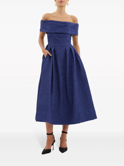Helene Textured Off-Shoulder Midi Dress