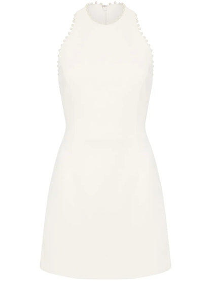 Therese Pearl-Embellished Bow Mini Dress