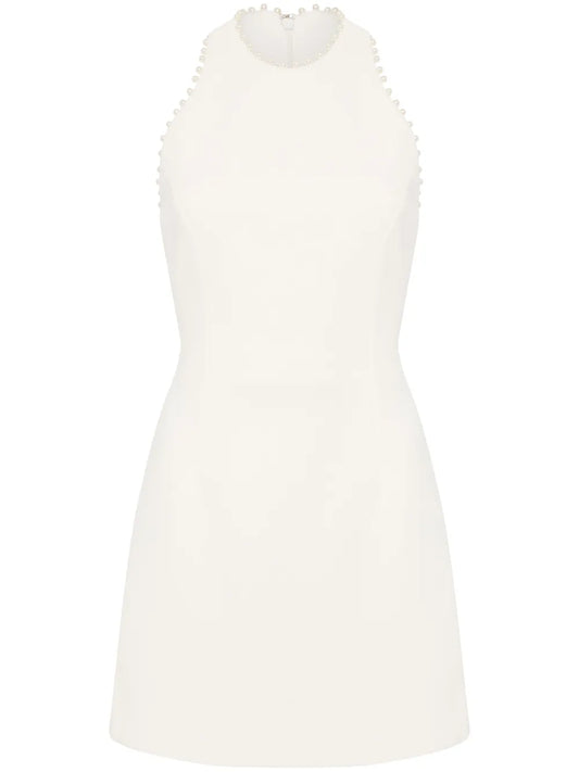 Therese Pearl-Embellished Bow Mini Dress