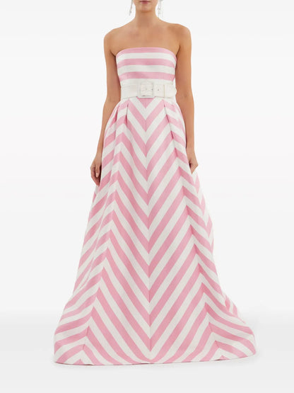 Jocelyn Striped Strapless Gown