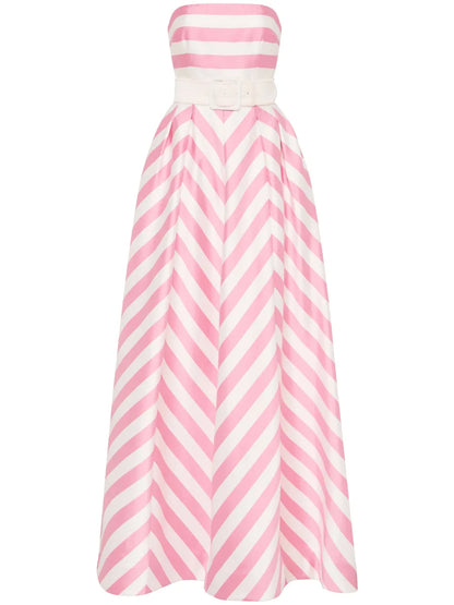 Jocelyn Striped Strapless Gown
