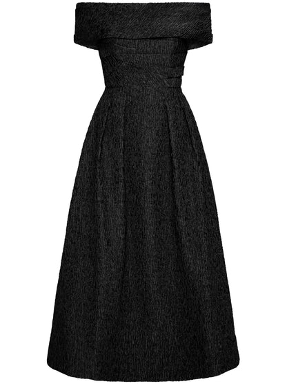 Helene Textured Off-Shoulder Midi Dress