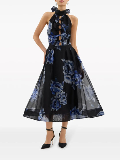Florentine Floral-Print Silk-Chiffon Dress