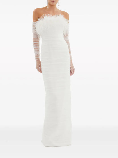 Lilly Feather-Trim Gown