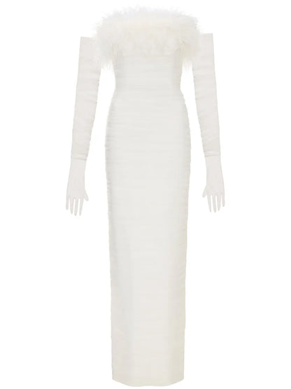 Lilly Feather-Trim Gown