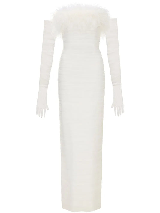 Lilly Feather-Trim Gown