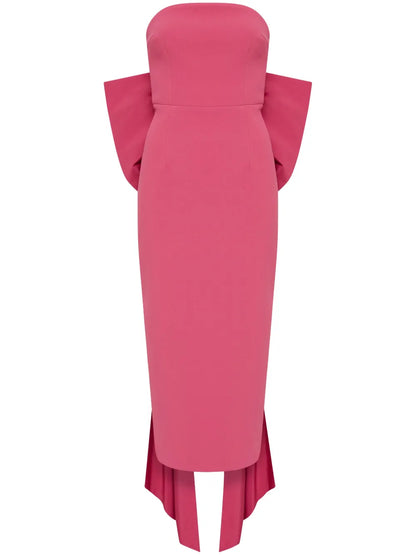 Anais Oversize-Bow Strapless Midi Dress