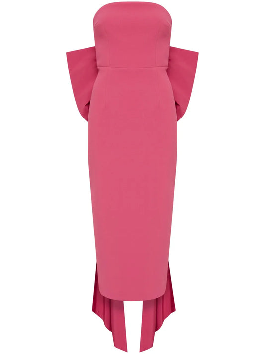 Anais Oversize-Bow Strapless Midi Dress
