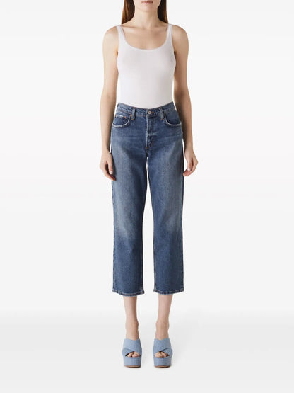 Kye Cropped Straight-Leg Stretch Jeans