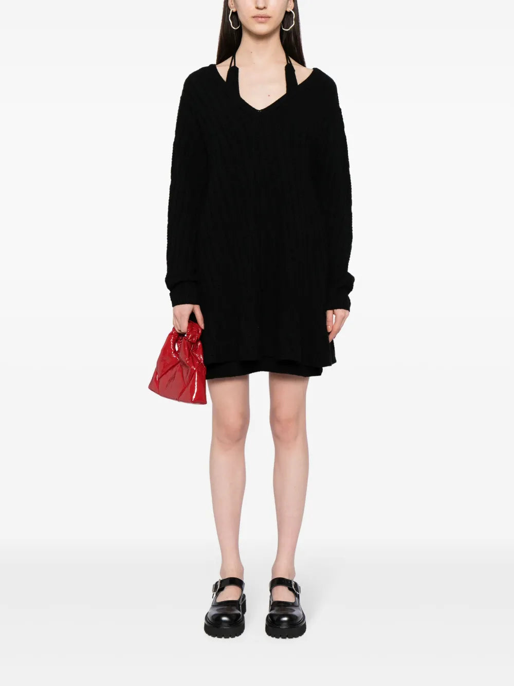 Lace-Up Knitted Minidress