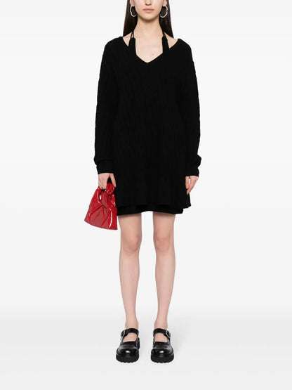 Lace-Up Knitted Minidress