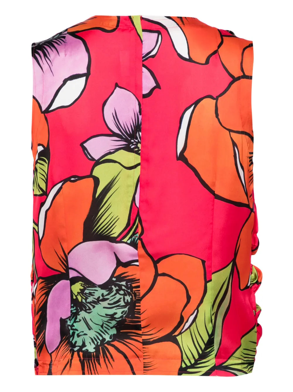 Gathered Floral-Print Tank Top