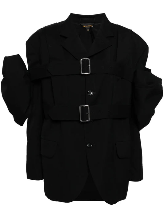 Detachable-Panel Wool Blazer