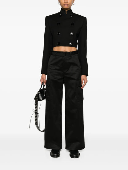 Belted Wide-Leg Cargo Trousers