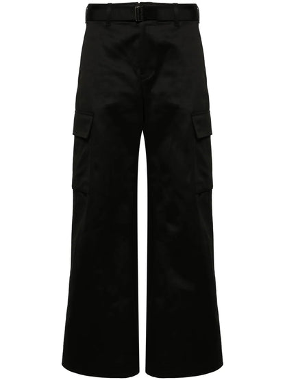 Belted Wide-Leg Cargo Trousers