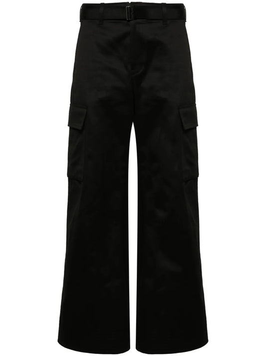 Belted Wide-Leg Cargo Trousers