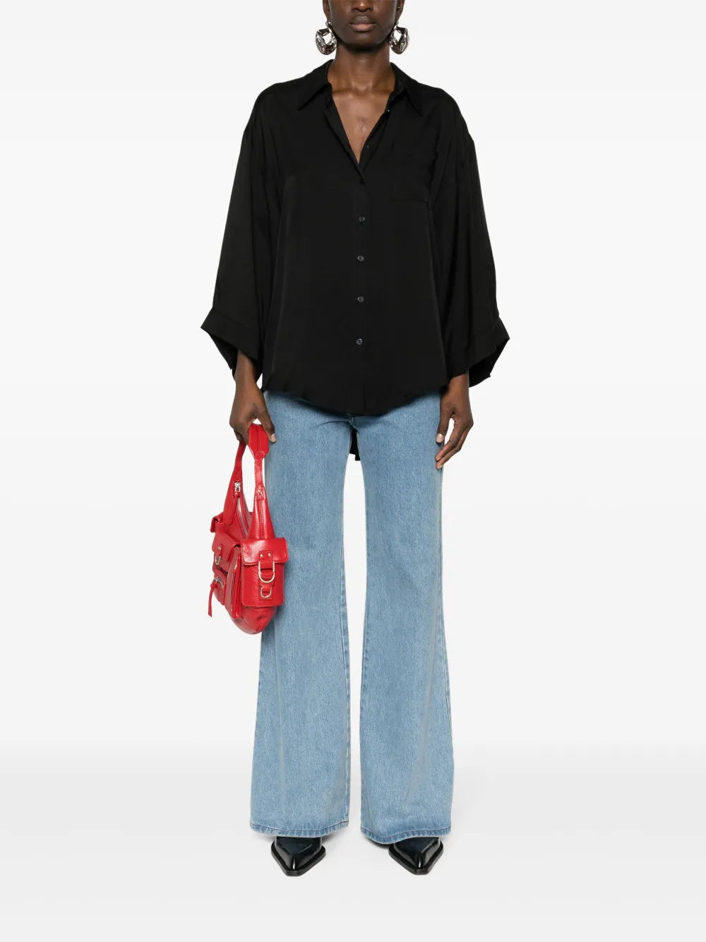 Box-Pleat-Detail Twill Shirt