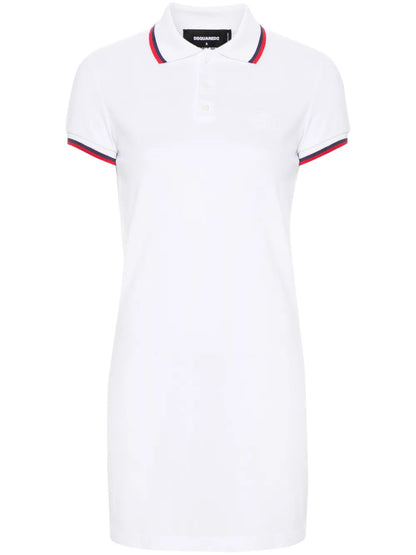Stripe-Trim Cotton Polo Dress