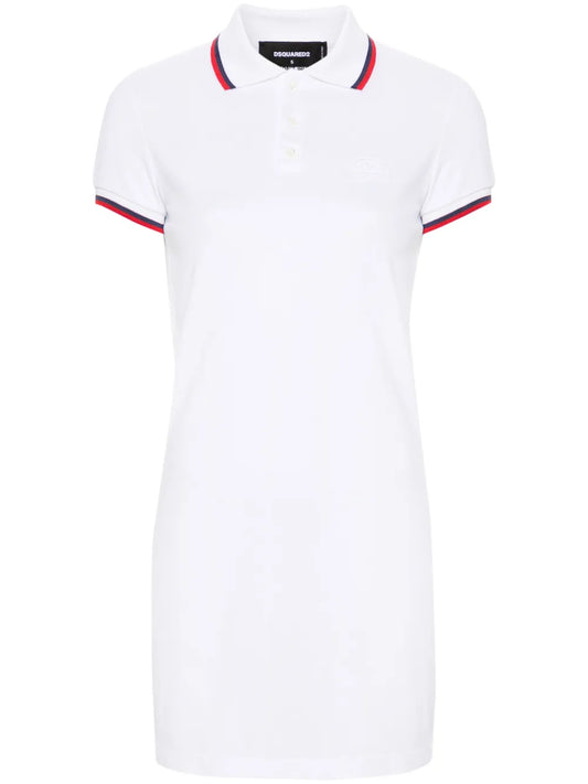 Stripe-Trim Cotton Polo Dress