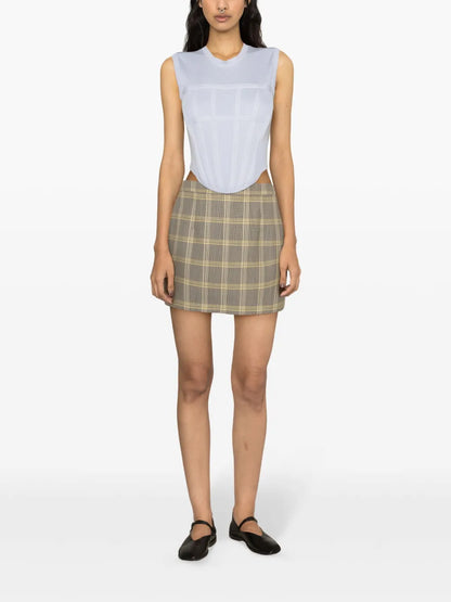 Plaid-Check Fitted Miniskirt