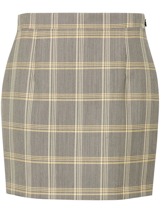 Plaid-Check Fitted Miniskirt