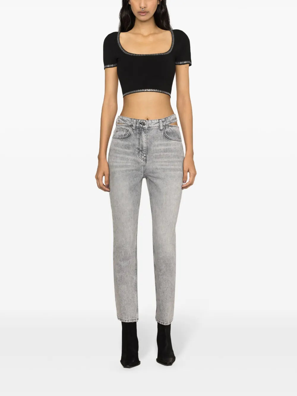 Indro Cut-Out Tapered Jeans