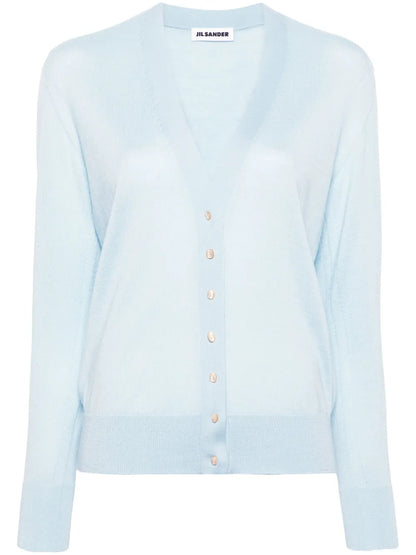 V-Neck Fine-Knit Cardigan