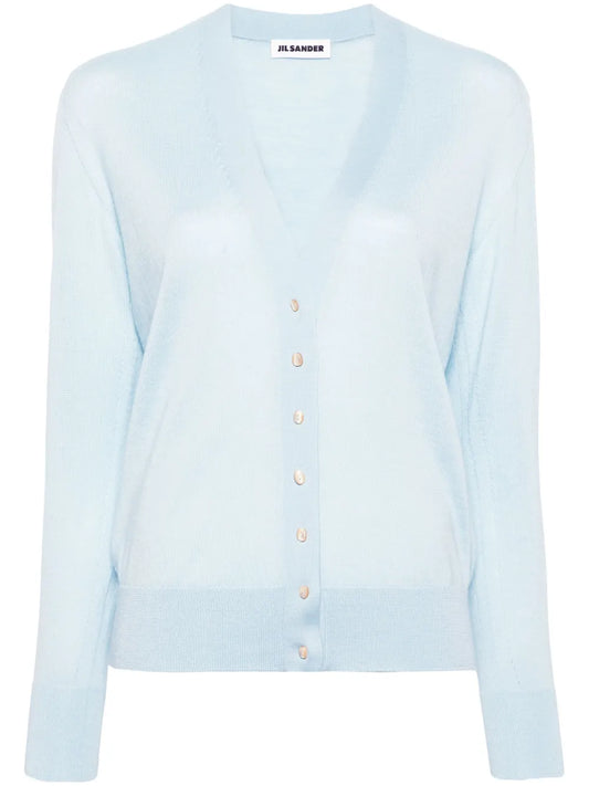 V-Neck Fine-Knit Cardigan