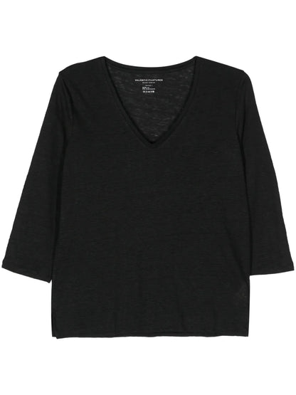 Slub-Texture V-Neck T-Shirt