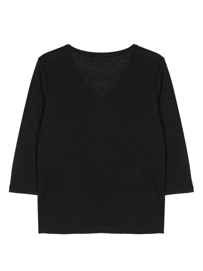Slub-Texture V-Neck T-Shirt