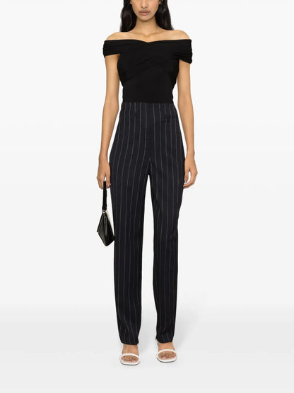 Horacia Pinstriped Tapered-Leg Trousers