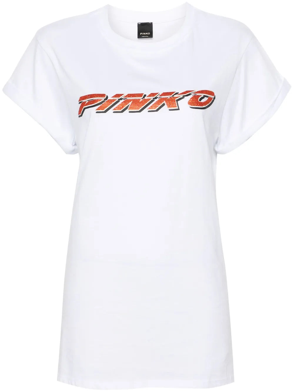 Rhinestone-Logo Cotton T-Shirt