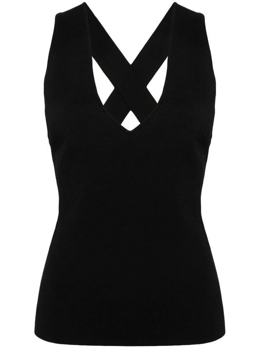 Crossover-Straps Ribbed Top